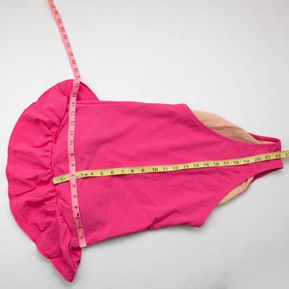 J.Crew One Piece Bathing Suit Ruffle Bandeau Swim Suit Rickrack Trim Pink Size 4 - Picture 7 of 7